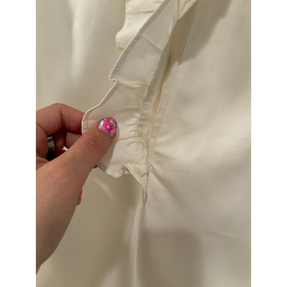 Stella McCartney Silky Cotton Mother of Pearl Ruffled Bouse Shirt Cream 40 US 8 - Picture 5 of 12